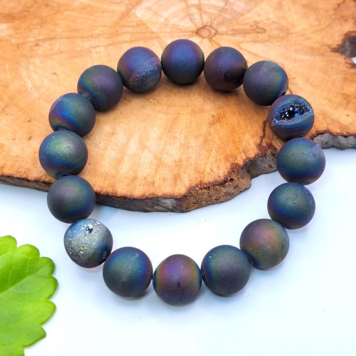 Electroplated Agate rainbow 12mm